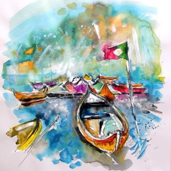 Peinture intitulée "Boats in Torreira" par Miki De Goodaboom, Œuvre d'art originale, Huile