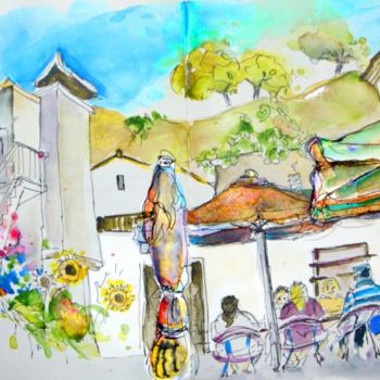 「Cafe in Barca de Al…」というタイトルの絵画 Miki De Goodaboomによって, オリジナルのアートワーク, オイル