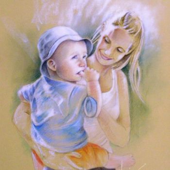 Pintura titulada "Mother and Son" por Miki De Goodaboom, Obra de arte original, Oleo