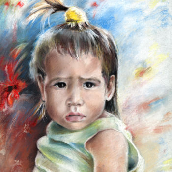 Painting titled "Little Girl from Ta…" by Miki De Goodaboom, Original Artwork, Oil