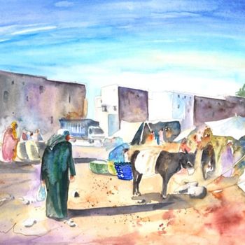 Painting titled "Moroccan Market 05" by Miki De Goodaboom, Original Artwork, Oil