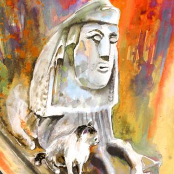 Malerei mit dem Titel "The Sphinx of Petra…" von Miki De Goodaboom, Original-Kunstwerk, Öl