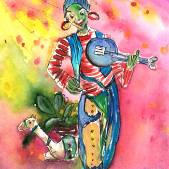 Painting titled "Musician in Crocodi…" by Miki De Goodaboom, Original Artwork, Oil