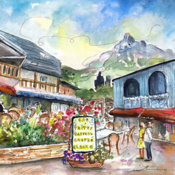 Painting titled "Artouste Village 01" by Miki De Goodaboom, Original Artwork, Watercolor