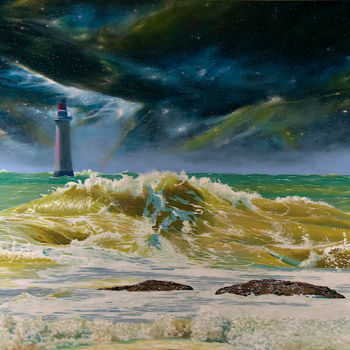 Painting titled "Le Phare" by Goran Vojinovic (VoG), Original Artwork, Oil