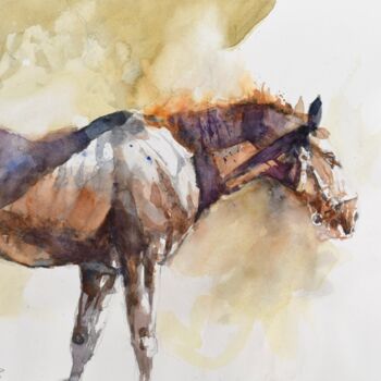 Pintura intitulada "Horse steam 6" por Goran Žigolić (watercolors), Obras de arte originais, Aquarela
