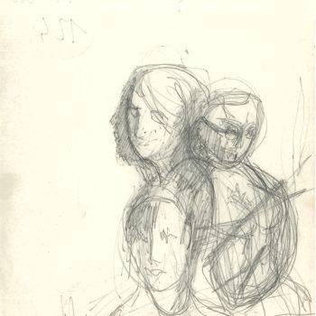 Рисунок под названием "gruppo-di-amiche" - Bruno, Подлинное произведение искусства, Шариковая ручка