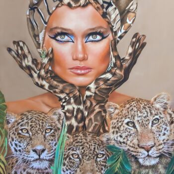Malerei mit dem Titel "tigresa" von Gorka Gonzalez Crespo, Original-Kunstwerk, Pastell