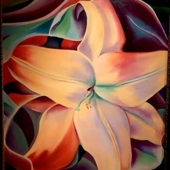 Painting titled "flor de loto" by Gorka Gonzalez Crespo, Original Artwork, Oil