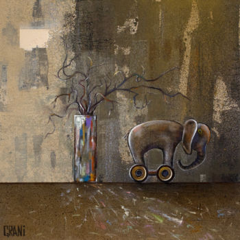 Painting titled "Crystal Baobab" by Nikita Grazhevskiy, Original Artwork, Acrylic Mounted on Wood Panel