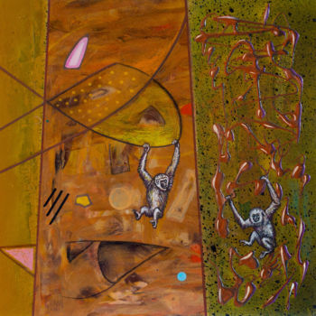 Painting titled "Exploring The Unkno…" by Nikita Grazhevskiy, Original Artwork, Acrylic Mounted on Wood Panel