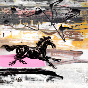 Pintura titulada "The Dark Horse" por Nikita Grazhevskiy, Obra de arte original, Acrílico Montado en Panel de madera