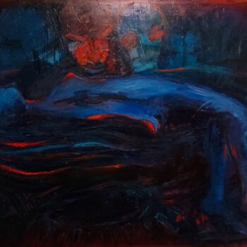 Painting titled "Dark night. Awakeni…" by Granishka, Original Artwork, Oil