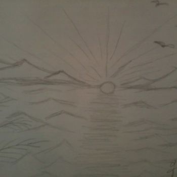 Dessin intitulée "PAYSAGE MARIN..." par Grazianna G..., Œuvre d'art originale, Crayon