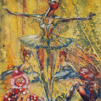 Pintura titulada "clown and harlequin" por Grazyna Hajewski, Obra de arte original, Oleo