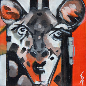 Painting titled "Girafe-Giraffe" by Sylvie Penet, Original Artwork, Acrylic