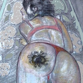 Painting titled "Tatoo au derrière" by Grégoire Koboyan (Cricorps), Original Artwork, Pastel