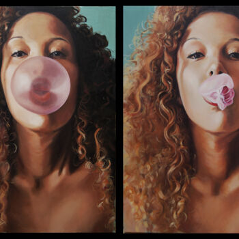 Malerei mit dem Titel "Bubble Gum" von Grégoire Mathieu, Original-Kunstwerk, Öl