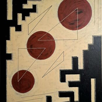 Painting titled "Three red moons" by Gregör Hosjan, Original Artwork, Acrylic