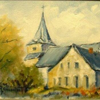 Painting titled "Eglise de Oisy" by Robert Grimonpont, Original Artwork