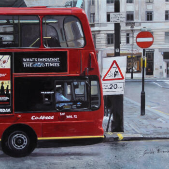Painting titled "Autobús Londres" by Griselda Ferrandez, Original Artwork, Oil