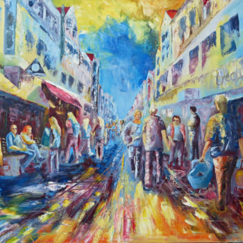 Peinture intitulée "Einkaufstrasse" par Wolfgang Gross-Freytag, Œuvre d'art originale, Huile