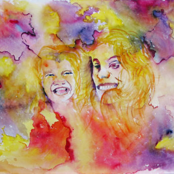 Peinture intitulée "Das Lachen der Welt…" par Wolfgang Gross-Freytag, Œuvre d'art originale, Aquarelle