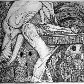 Dibujo titulada "Petite Mort" por Grotesk, Obra de arte original, Tinta