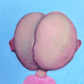 Painting titled "bisou prout" by Grotesk, Original Artwork, Acrylic Mounted on Wood Stretcher frame