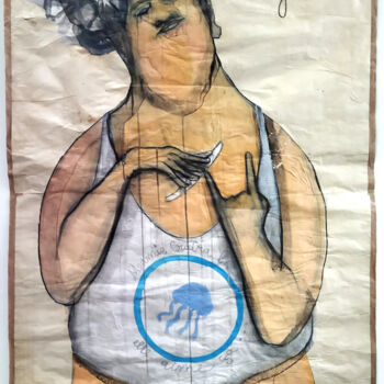 Schilderij getiteld "Mamie Cracra" door Grotsk, Origineel Kunstwerk, Acryl