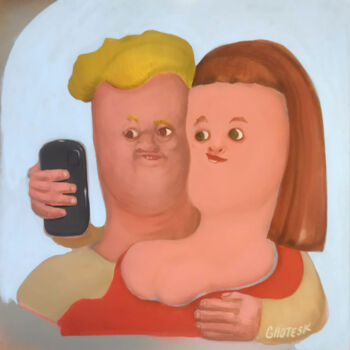 绘画 标题为“le couple” 由Grotsk, 原创艺术品, 丙烯 安装在木质担架架上