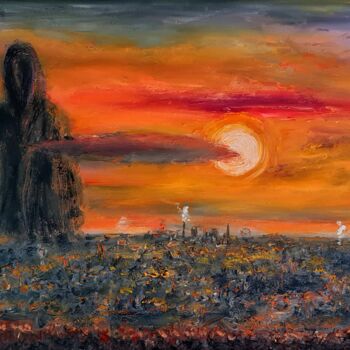 Painting titled "Orange Dawn" by Peter Grundtner, Original Artwork, Oil