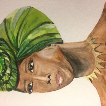 绘画 标题为“green turban” 由Gudrun Sageder, 原创艺术品, 水彩