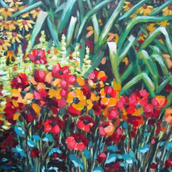 Painting titled "DANS LE JARDIN DE P…" by Gueryn, Original Artwork, Oil