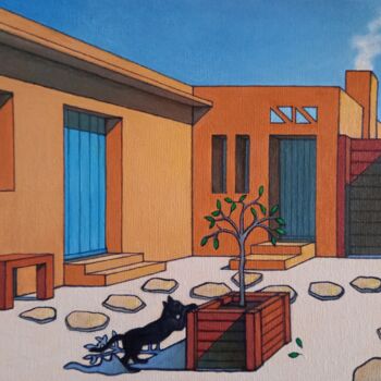 Painting titled "Chat qui griffe" by Guy-Charles Penard, Original Artwork, Acrylic