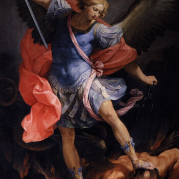 Malarstwo zatytułowany „L'archange Michel v…” autorstwa Guido Reni, Oryginalna praca, Olej