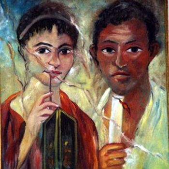 Pintura intitulada "Les poètes de Pompei" por Lydia Guigo, Obras de arte originais, Óleo