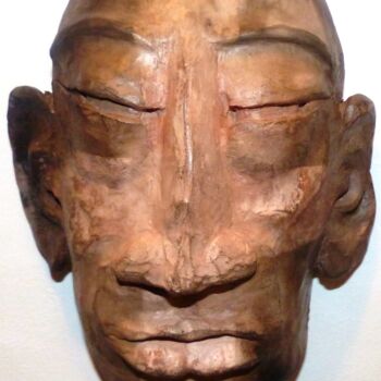 Sculpture intitulée ""tête stoïque"" par Guillaume Bodin (Gui²), Œuvre d'art originale, Terre cuite