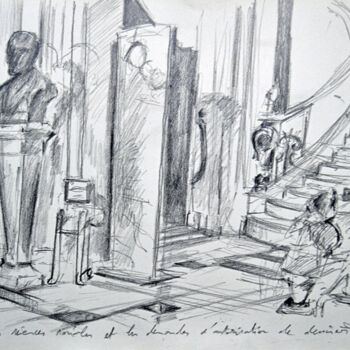 Drawing titled "la Mairie d'Evreux…" by Guillaume Pelican, Original Artwork