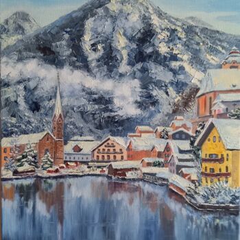 Painting titled "Austrian Alps." by Gunta Medniece, Original Artwork, Oil