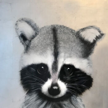 Painting titled "WASCHBÄRBABY" by Gunter Wenzel, Original Artwork, Airbrush