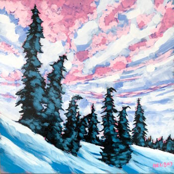Malerei mit dem Titel "Frozen trees at Sey…" von Gurvan Beubry, Original-Kunstwerk, Acryl