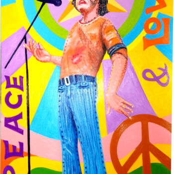 Pintura titulada "PEACE AND LOVE" por Gustavo López Alvarado, Obra de arte original, Oleo