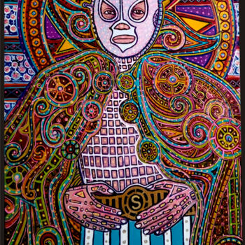Pintura intitulada "THE WRESTLER" por Gustavo López Alvarado, Obras de arte originais, Óleo