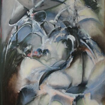 Painting titled "Sensations 5" by Guy Fouinat, Original Artwork, Oil Mounted on Wood Stretcher frame