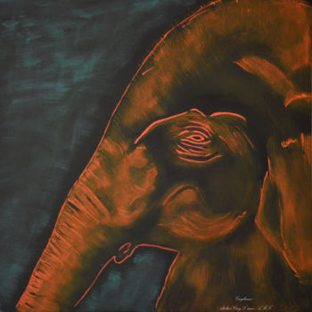 Pintura intitulada "ELEPHAS -  peinture…" por Guylaine Bisson (GuyL'ART), Obras de arte originais, Acrílico