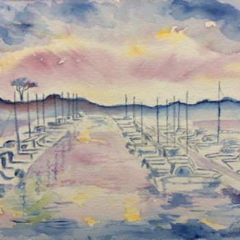 Peinture intitulée "Impression soleil c…" par Guyle Rayne, Œuvre d'art originale, Aquarelle