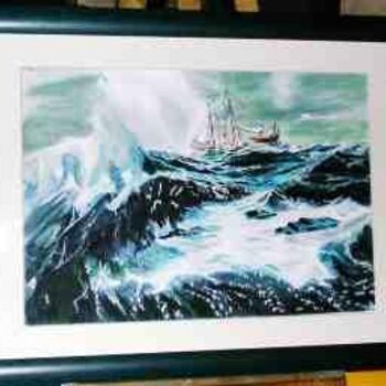 Peinture intitulée "Tempête" par Jean Guyou, Œuvre d'art originale, Huile