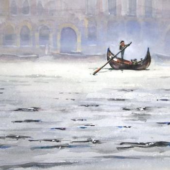 Ζωγραφική με τίτλο "The Ferryman" από Guy Rossey, Αυθεντικά έργα τέχνης, Λάδι