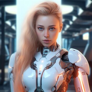 제목이 "Robot Girl 2"인 디지털 아트 Guze로, 원작, AI 생성 이미지